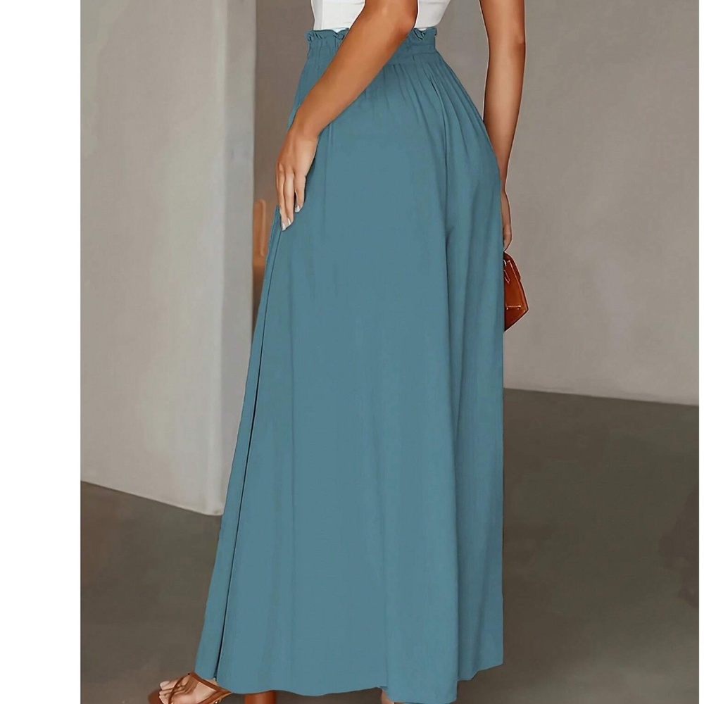 Plus Paper bag High Waisted Pockets Wide leg pants - Picture 12 of 15